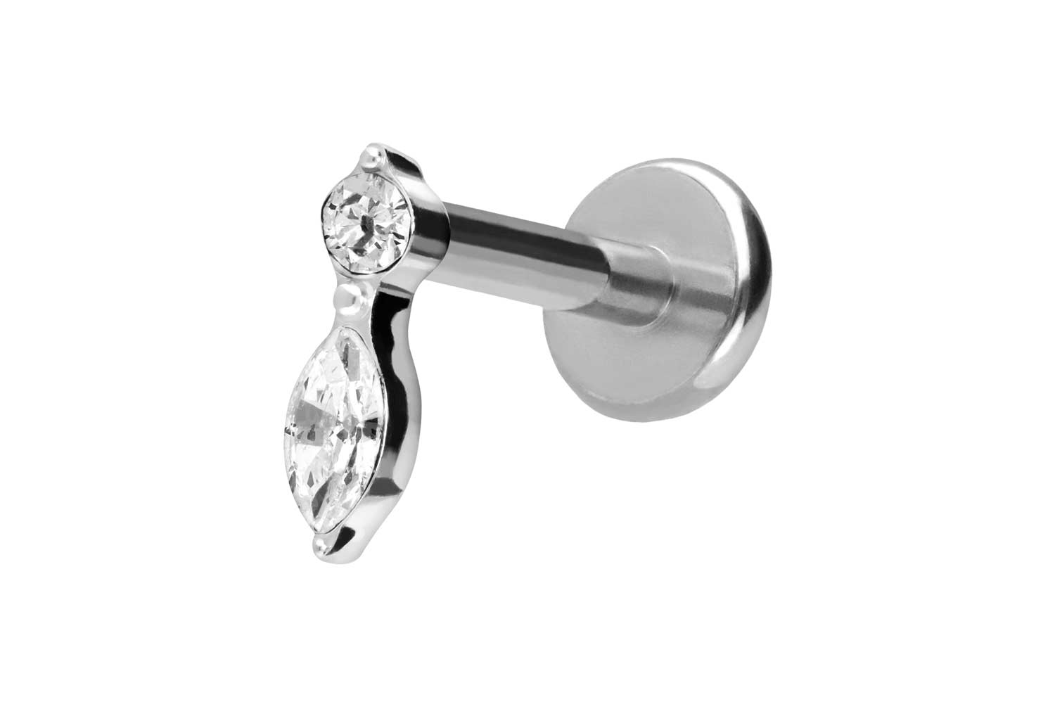 Titan Labret Piercing mit Push Fit KRISTALLBLATT